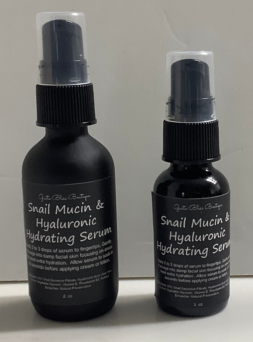 Snail Mucin and Hyaluronic Hydrating Serum Natures Miracle For Soft, Silky, Deeply Moisturized Skin 1 or 2 oz Bottles