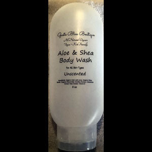 Organic Aloe and Shea Body Wash All Natural Organic Soothing Nourishing Hydrating Vegan Friendly 8 Ounce Variety Of Scents
