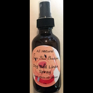 Dog Linen Spray, Natural Pet Odor Eliminator, Pet Bed Freshener, Refreshing Lemony Scent For Pet's Beds 2 oz Bottle