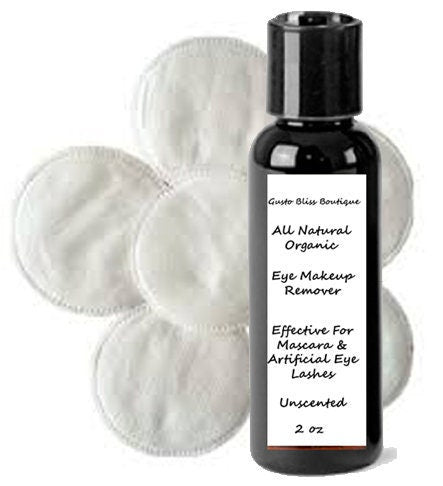 Eye Makeup Remover Oil Natural and Organic With 5 Cotton Washable Eye Makeup Remover Pads With Bag Safe Effective 2oz Bottle Choose Scent